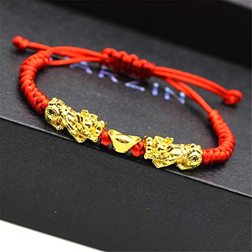 MANRUO Feng Shui The Best Red String Bracelet with Double Pi Xiu/Pi Yao and Golden Wealth Ingots Bracelet Jewelry Attract Wealth and Good Luck - Image 2