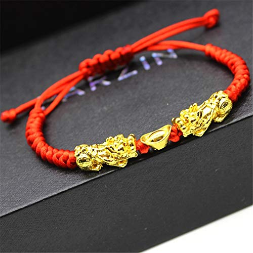 MANRUO Feng Shui The Best Red String Bracelet with Double Pi Xiu/Pi Yao and Golden Wealth Ingots Bracelet Jewelry Attract Wealth and Good Luck - Image 4