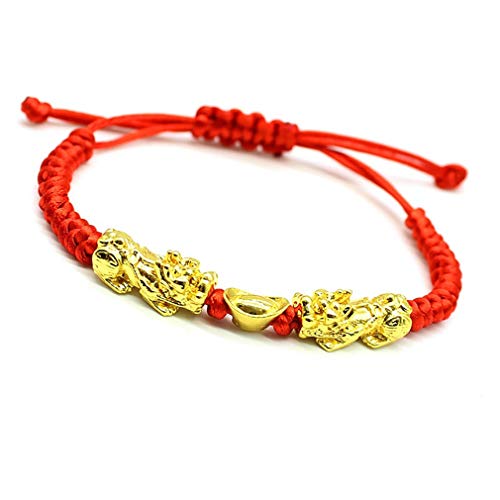 MANRUO Feng Shui The Best Red String Bracelet with Double Pi Xiu/Pi Yao and Golden Wealth Ingots Bracelet Jewelry Attract Wealth and Good Luck - Image 5