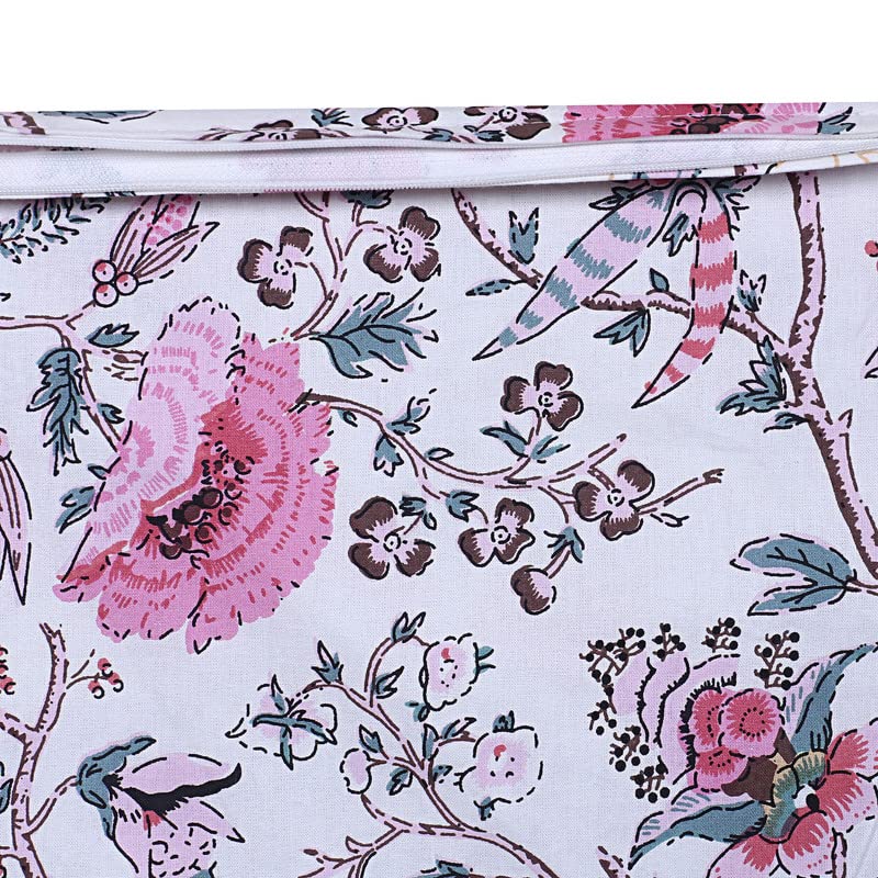 Texstylers Floral Pure Cotton Set of 2 Pcs Jaipuri Print 12 x 18 Small Cushion Pillow Covers Baby Pink - Image 2