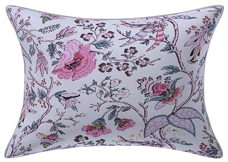 Texstylers Floral Pure Cotton Set of 2 Pcs Jaipuri Print 12 x 18 Small Cushion Pillow Covers Baby Pink - Image 5