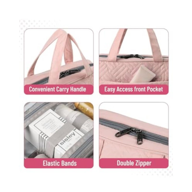 Large Waterproof Makeup Bag for Women Multi-Functional Toiletry Bag with Hand Strap Hanging Hook Travel Toiletry Organizer Bag for Cosmetics, Toiletries Accessories - Image 3
