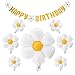 Balana 10pcs set Daisy Balloons Shower Decoration BannersHappy Birthday Decorations Felt Bunting for Girls Boys Birthday Party SuppliesYellowWhite - Image 2