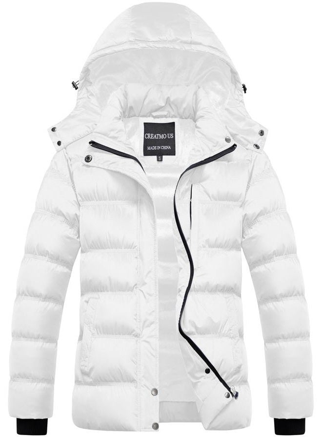 CREATMO US Women Coat Winter Jacket Puffer Gorgeous Snow Jackets Women's Warm Windproof Padded Coats Lightweight Hooded Hiking Travel Ski White 2XL - Image 1