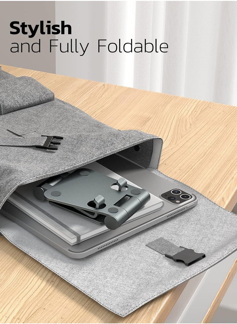 MIXDE Dual Folding Cell Phone Stand Fully Adjustable Foldable Desktop Phone Holder Cradle Dock Compatible with Phone 16 15 14 13 12 11 Pro Xs Xs Max Xr X 8  Nintendo Switch All Phones  - Image 3