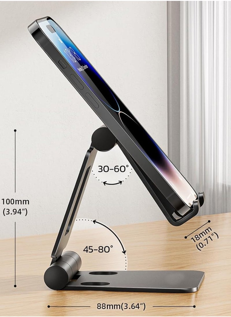 MIXDE Dual Folding Cell Phone Stand Fully Adjustable Foldable Desktop Phone Holder Cradle Dock Compatible with Phone 16 15 14 13 12 11 Pro Xs Xs Max Xr X 8  Nintendo Switch All Phones  - Image 4