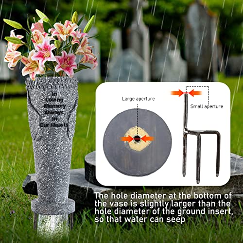 MIBUNG Cemetery Grave Vase with Ground Spikes, Angel Wings Vase for Fresh/Artificial Flowers, Floral Holder Headstone Decorations Grave Marker Memorial Stone Garden Yard Stake, Sympathy Gift - Image 5