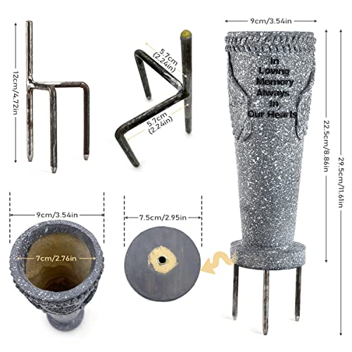 MIBUNG Cemetery Grave Vase with Ground Spikes, Angel Wings Vase for Fresh/Artificial Flowers, Floral Holder Headstone Decorations Grave Marker Memorial Stone Garden Yard Stake, Sympathy Gift - Image 2