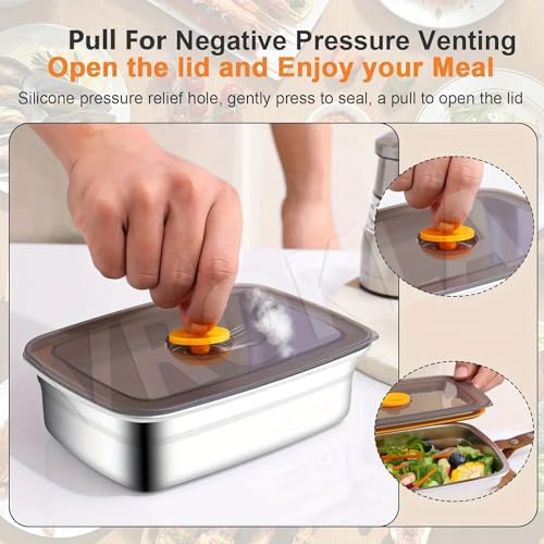 VROKLA 2pcs Stainless Steel Fridge Storage Containers with Leak-Proof Airtight Lids, Reusable Metal Boxes, Stackable, BPA-Free, Dishwasher Safe for Snacks, Fruits (2000 ML) - Image 4