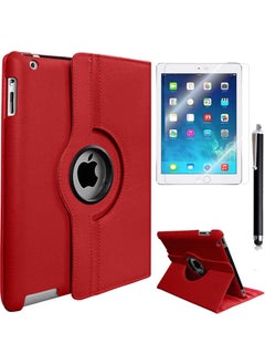 Apple iPad Pro 12.9 360 Degree Rotating Stand Case Red + Nano Screen Protector Red