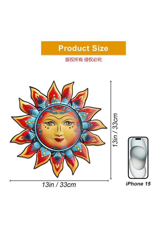 Daogtc Metal Sun Wall Decor - Sun Flower Wall Art Decoration,Hanging Decoration for Home Garden Farmhouse Yard Patio Fence Living Room Bedroom (SUN-I) - Image 4