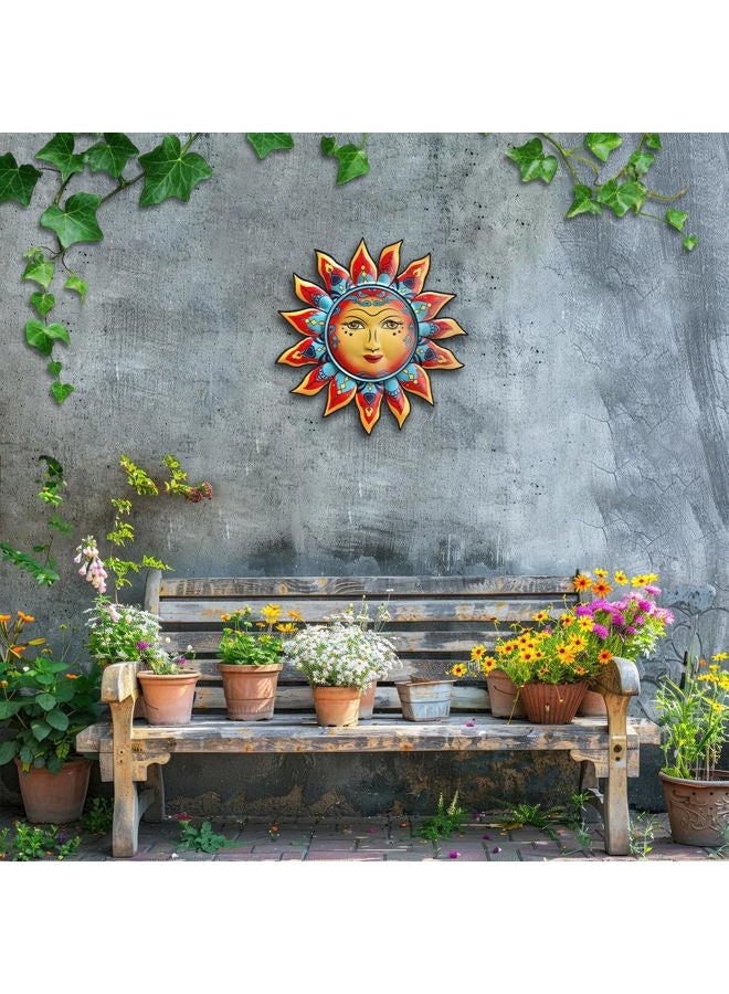 Daogtc Metal Sun Wall Decor - Sun Flower Wall Art Decoration,Hanging Decoration for Home Garden Farmhouse Yard Patio Fence Living Room Bedroom (SUN-I) - Image 2