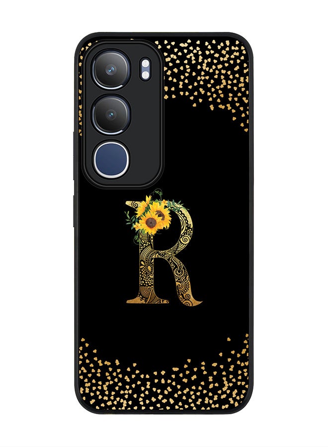 Stylizedd For vivo Y19s / Y19s Pro Case,Slim fit Camera Protection, Shockproof Thin Phone cover  - Custom Floral Monogram - R ( Black )