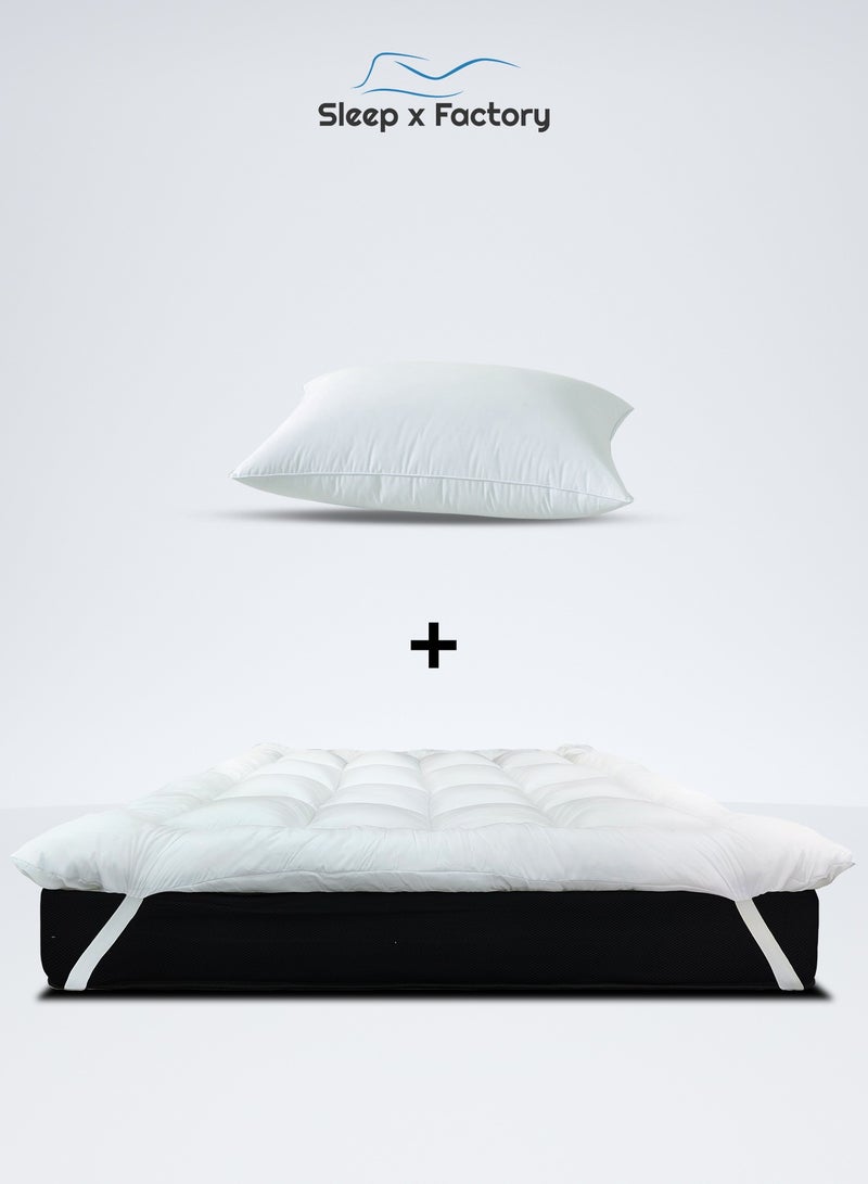 Sleep x Factory Premium Sleeping Pack – 100×200 cm Mattress Topper (Available in 10 / 14 / 20 cm Heights) + 1 Luxurious Microfiber Pillow  - Image 2