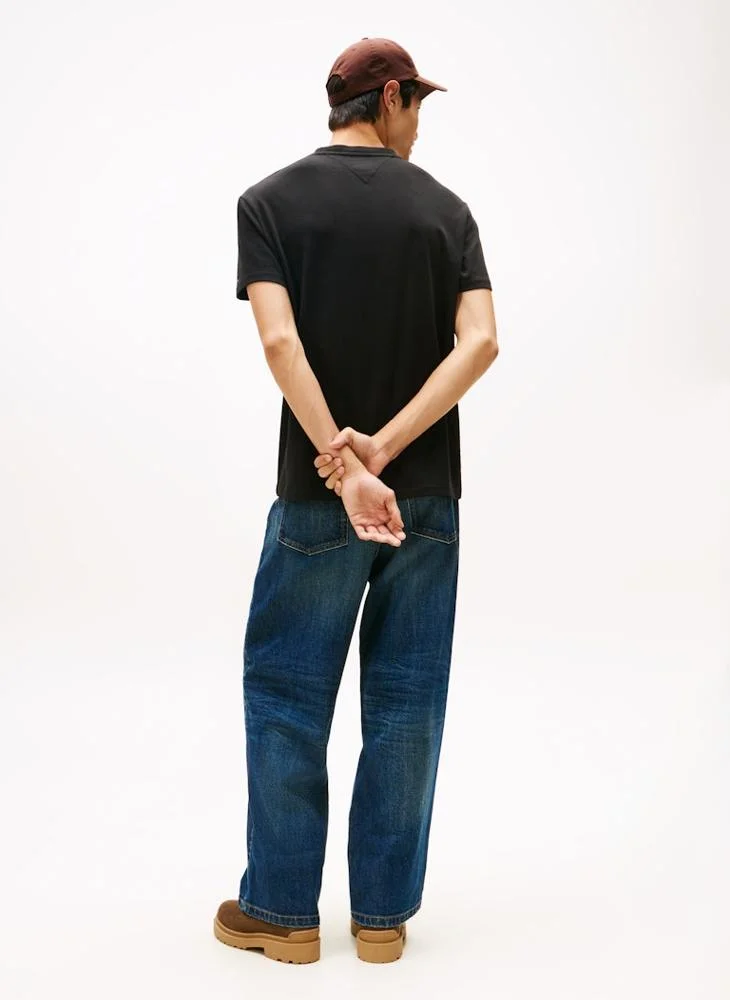 تومي جينز تيشيرت جيرسي بياقة مستديرة بطبعة صورة