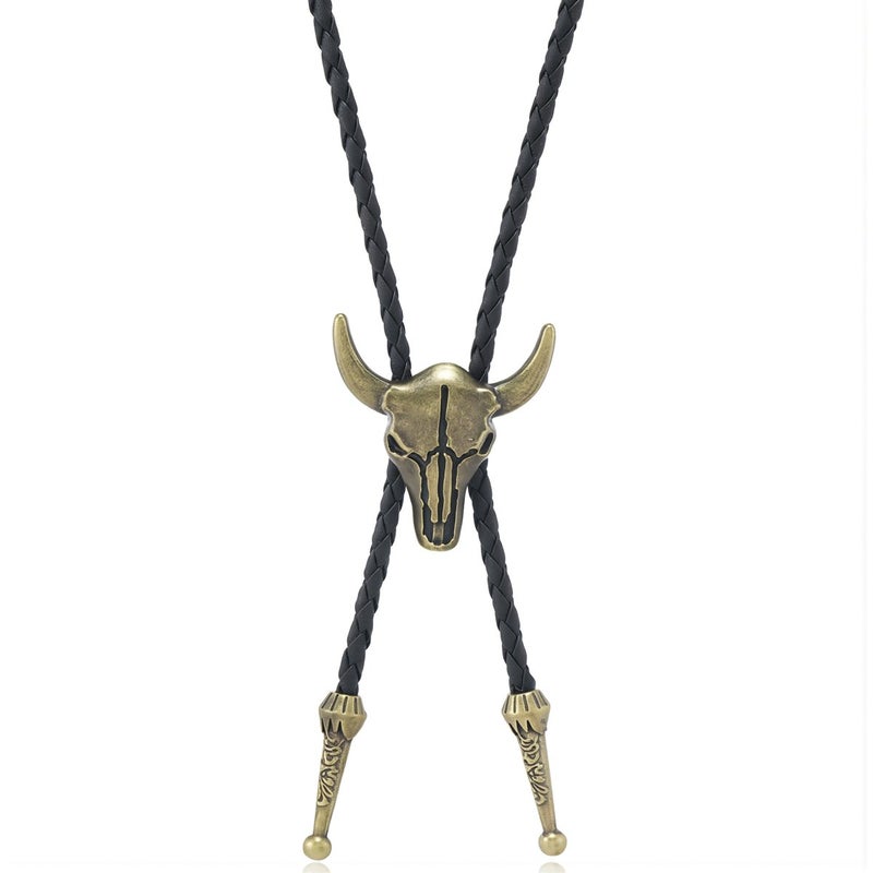 Unisex Bolo Tie Bull Head Western Cowboy Accessory For Couple Pair Use - Image 1