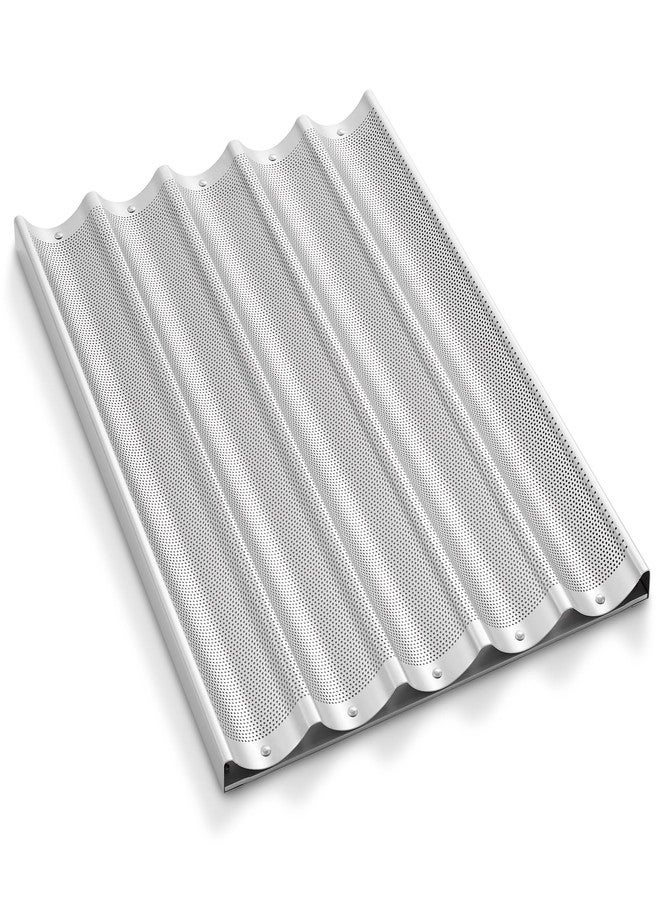 GRIDMANN 18" x 26" Commercial 5 Count Long Aluminum Baguette Pan, Perforated French Bread Loaf Baking Pan - Image 1
