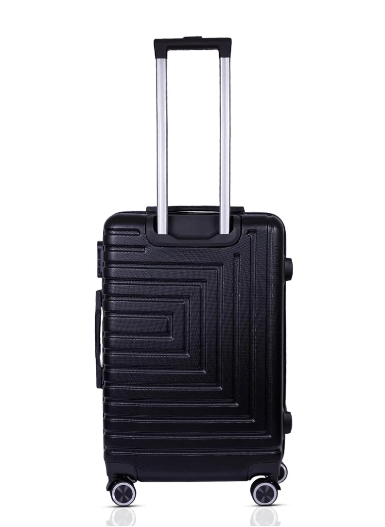 MNUK Pilgrimage Checked Luggage | Hardside Soft Handle Trolley with TSA Lock |Double 360° 4 Wheeler| Medium-24 Inch, Black