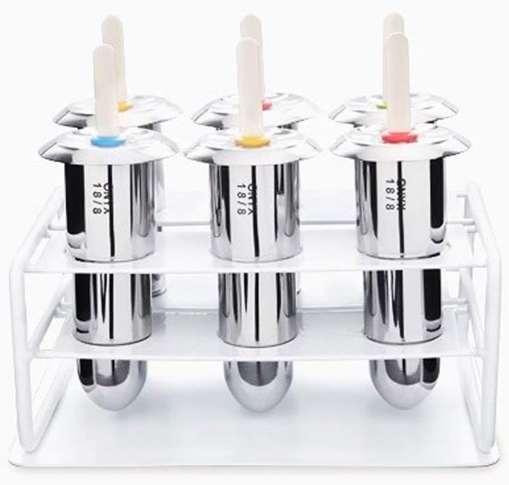Onyx 18/8 Stainless Steel Popsicle Mold Set of 6 with Stand and Reusable Bamboo Sticks - Image 1