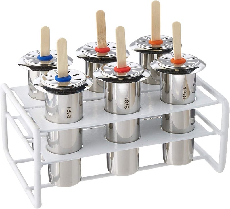 Onyx 18/8 Stainless Steel Popsicle Mold Set of 6 with Stand and Reusable Bamboo Sticks - Image 2
