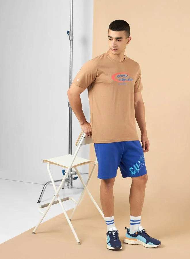 Cult Men Brown Sports City Club Graphic Print Short Sleeve T-Shirt