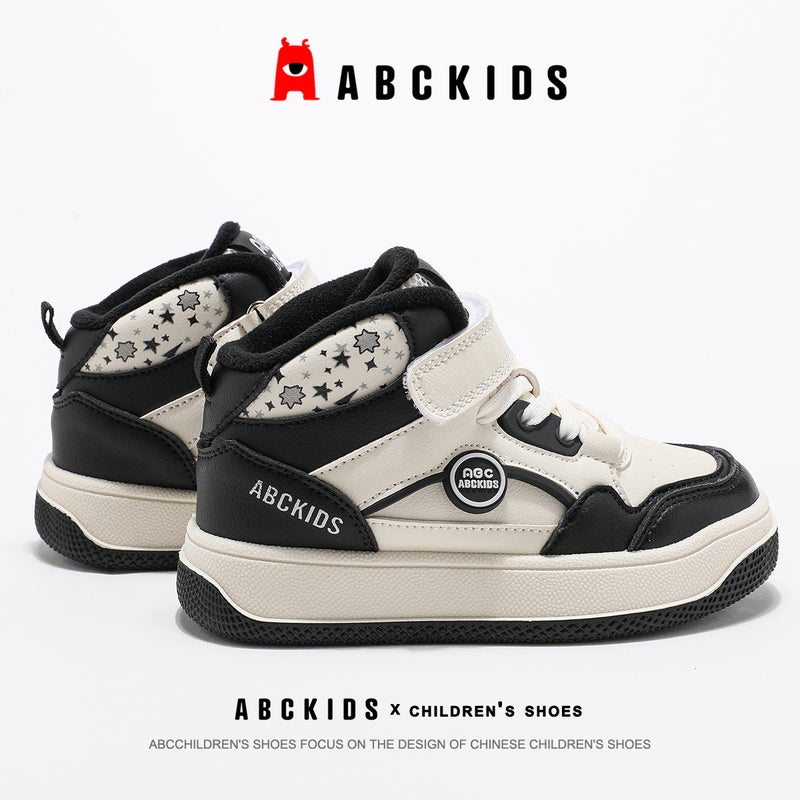 Abckids6137 Winter Style Velcro Sneakers For Boys And Girls, Versatile Fleece-Lined High-Top Sneakers - Image 5
