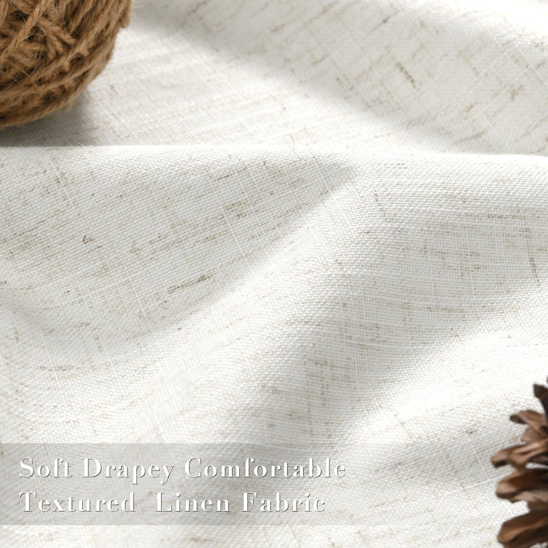 Joywell 100% Blackout Linen Curtains 96 Inches Long for Bedroom Natural Black Out Curtain 8 FT Hook Belt Room Darkening Drapes for Living Room Sliding Door Window Cream Ivory 2 Panel,52 x 96 - Image 4