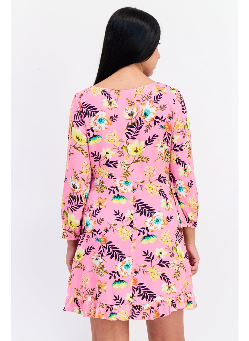 ONLY Women Floral Print Mini Dress, Multicolor  - Image 3