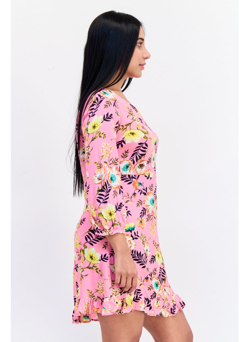 ONLY Women Floral Print Mini Dress, Multicolor  - Image 2