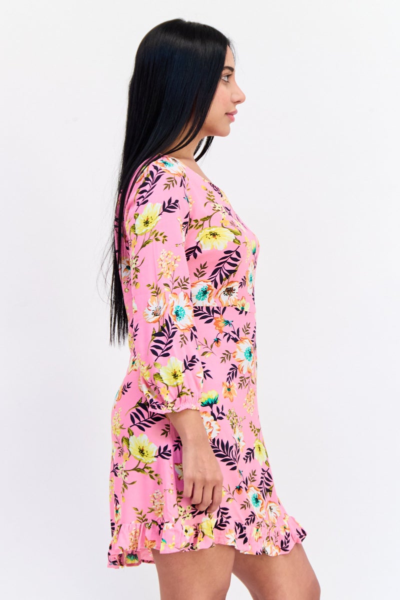 ONLY Women Floral Print Mini Dress, Multicolor - Image 4