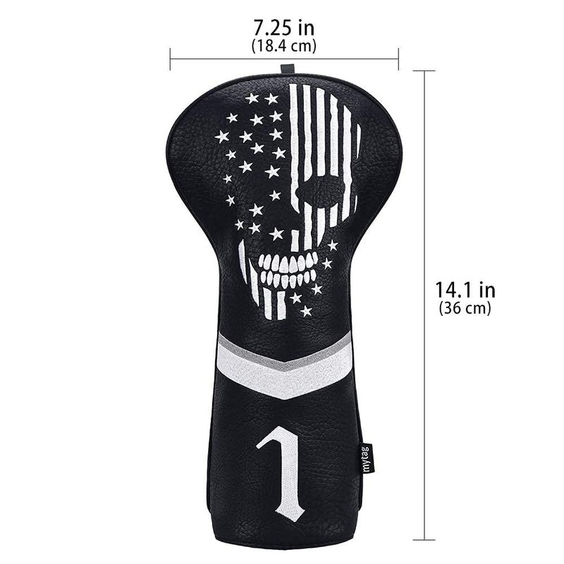 mytag caiobob mytag Golf Skull Skeleton Head cover Golf Club Black Leather Headcovers Set Fits Driver Fairway Wood Hybrid (1pc Driver Cover) - Image 2
