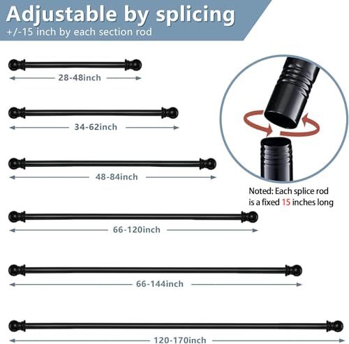 Barcetine Extra Long Curtain Rods 120-inch To 170-inch,1”Heavy Duty for Living Room,Bedroom,Outdoor Patio,Metal Drapery Rod for 10-14.2 ft Curtain Pole With 4 Adjustable Brackets - Image 2