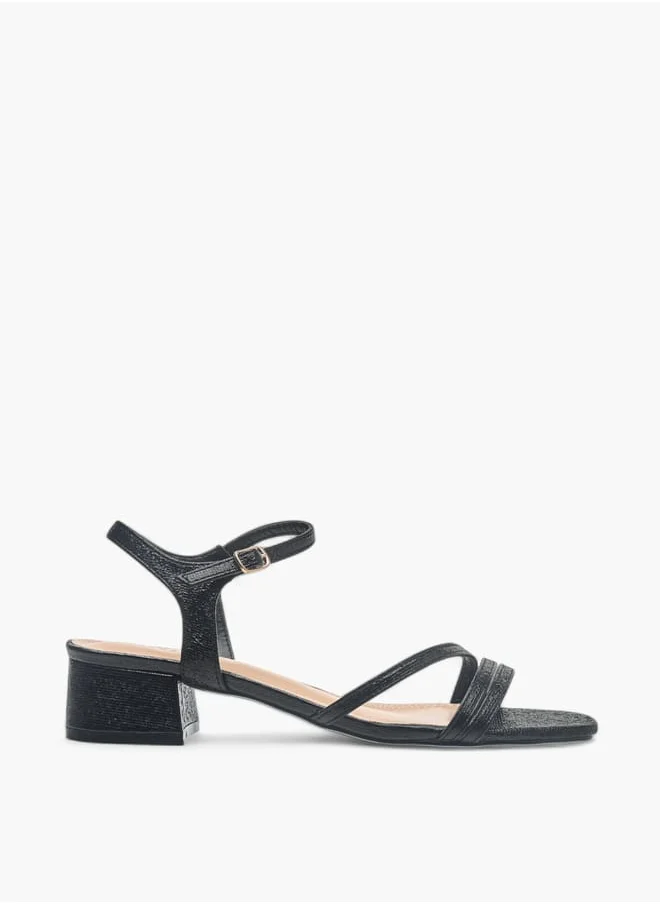 Celeste Womens Textured Sandals With Block Heels And Buckle Closure Ramadan Collection