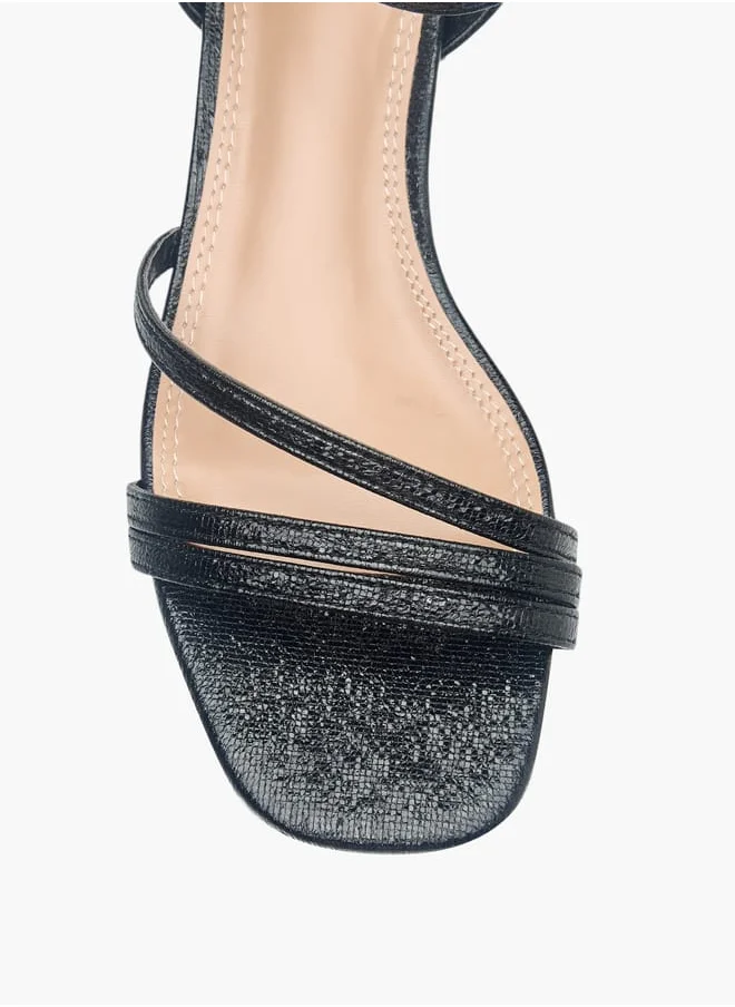 Celeste Womens Textured Sandals With Block Heels And Buckle Closure Ramadan Collection