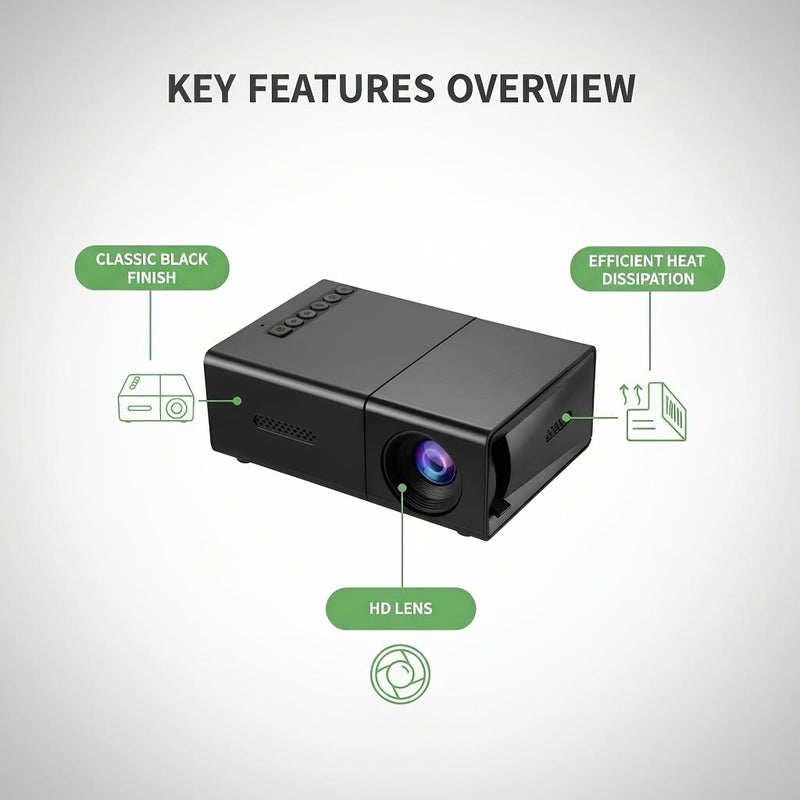 1pc USB Powered Mini HD Projector For Home Movies And Office Presentations - Image 4