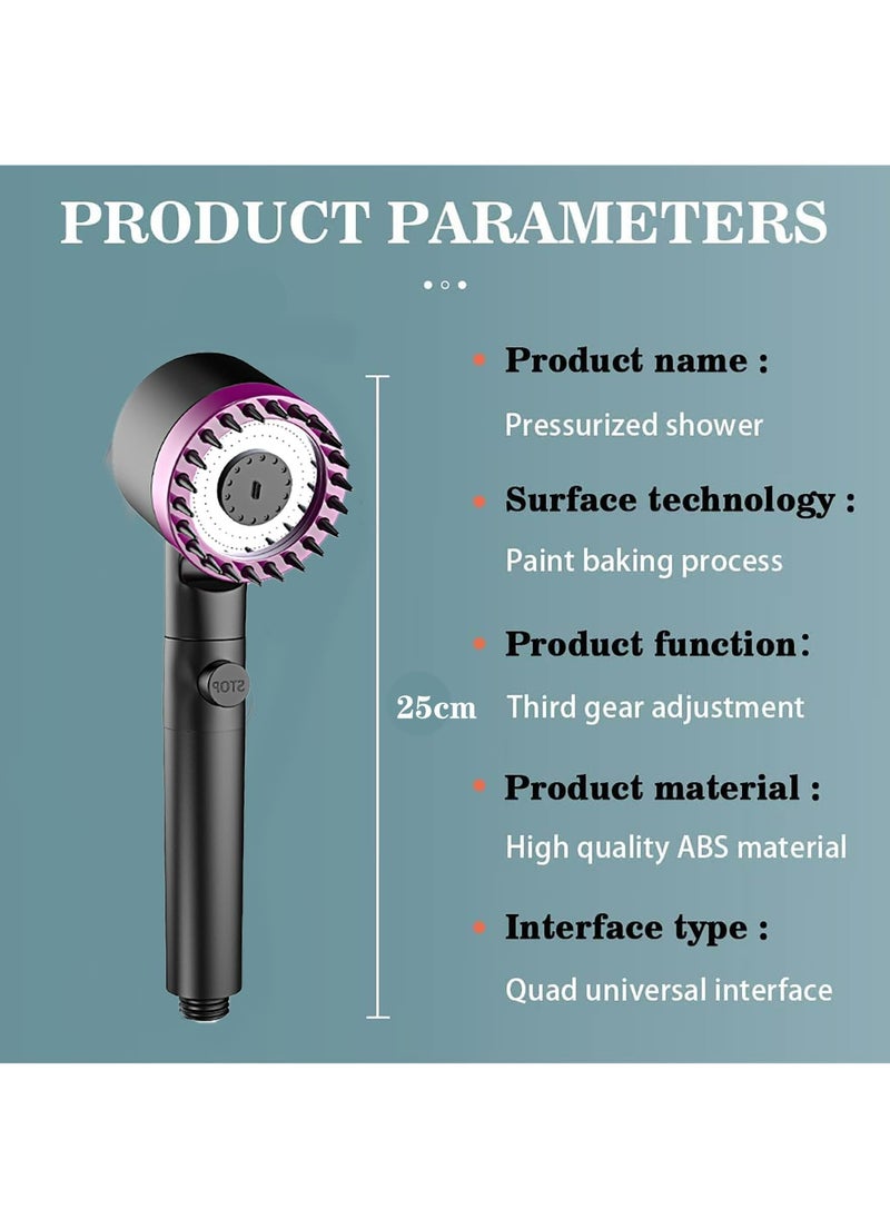 Arabest - Shower Head, 3 Settings High Pressure Shower Head Handheld Shower Set, Filtered Hand Held Shower Built-in Filter Element, with 1.5M Stainless Steel Hose, Non Perforated Shower Base - Image 1