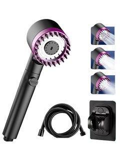 Arabest Shower Head, 3 Settings High Pressure Shower Head Handheld Shower Set, Filtered Hand Held Shower Built-in Filter Element, with 1.5M Stainless Steel Hose, Non Perforated Shower Base  - Image 1