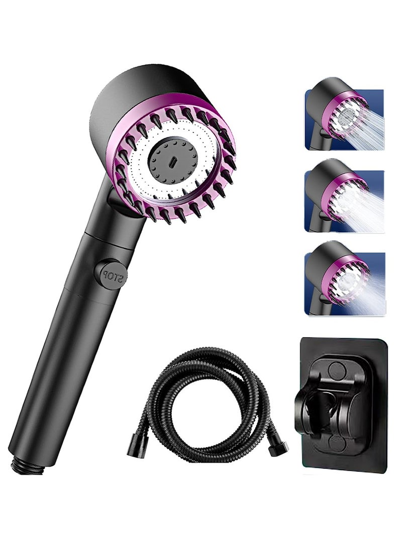Arabest - Shower Head, 3 Settings High Pressure Shower Head Handheld Shower Set, Filtered Hand Held Shower Built-in Filter Element, with 1.5M Stainless Steel Hose, Non Perforated Shower Base - Image 1