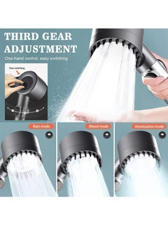Arabest Shower Head, 3 Settings High Pressure Shower Head Handheld Shower Set, Filtered Hand Held Shower Built-in Filter Element, with 1.5M Stainless Steel Hose, Non Perforated Shower Base  - Image 3