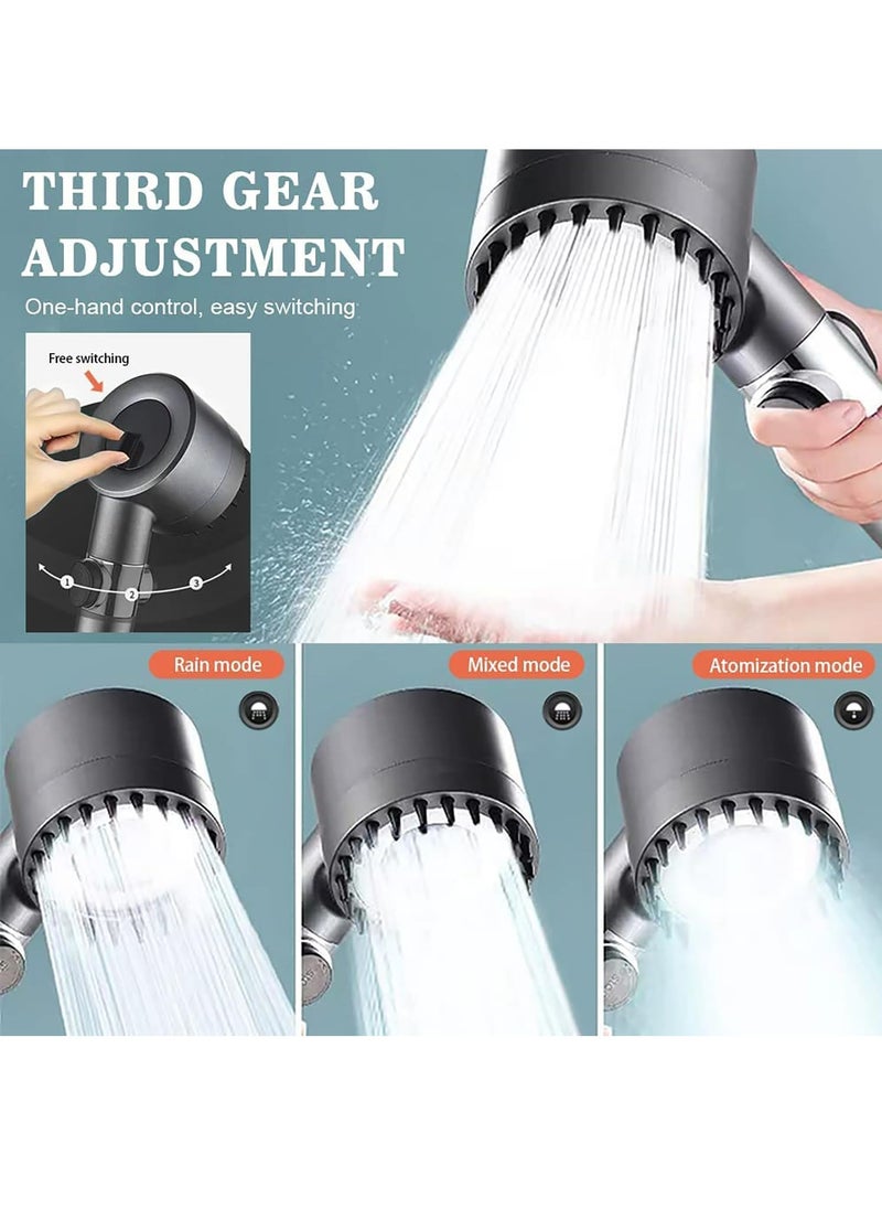 Arabest - Shower Head, 3 Settings High Pressure Shower Head Handheld Shower Set, Filtered Hand Held Shower Built-in Filter Element, with 1.5M Stainless Steel Hose, Non Perforated Shower Base - Image 1