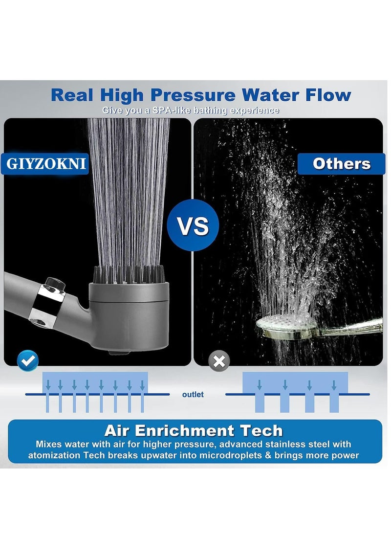 Arabest - Shower Head, 3 Settings High Pressure Shower Head Handheld Shower Set, Filtered Hand Held Shower Built-in Filter Element, with 1.5M Stainless Steel Hose, Non Perforated Shower Base - Image 1