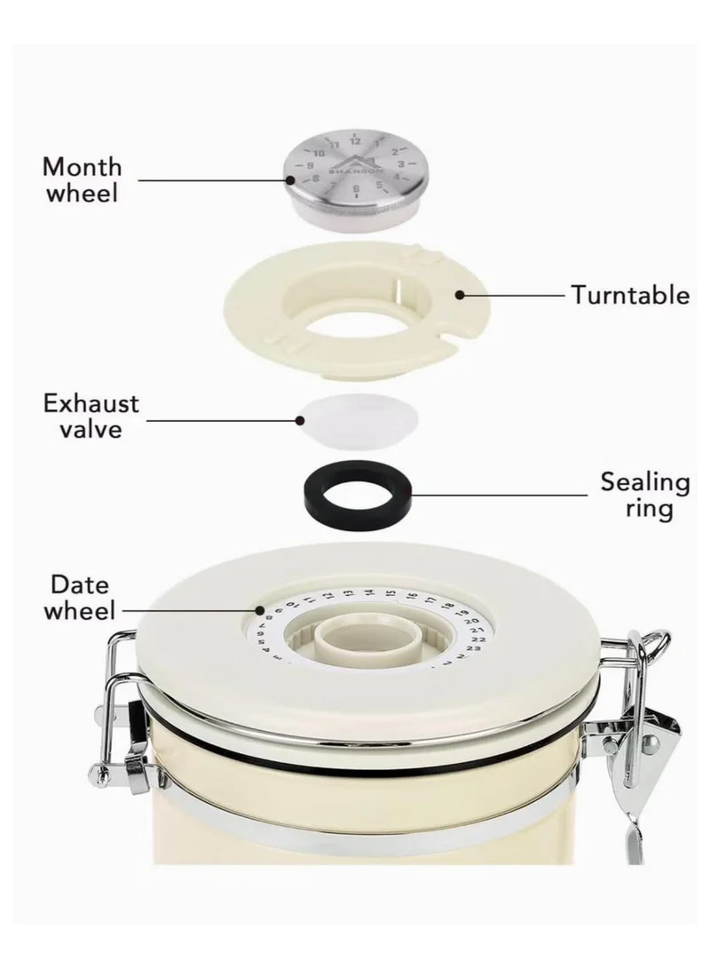 Quesera  Stainless steel Coffee Canister with valve and date tracker  | Best Price UAE