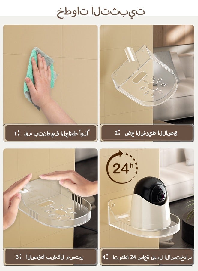 جي آر كيه سي طقم رفوف حائطية عائمة من الأكريليك 3 قطع لكاميرات الأمان، أجهزة مراقبة الأطفال، مكبرات الصوت وأكثر - فتحة كابل كبيرة في الأسفل، خيارات تركيب بدون حفر وتركيب بالحفر (أبيض شفاف) - Image 4