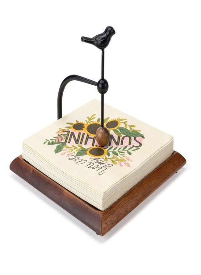 ALLCENER Wooden Napkin Holder for Table, Napkin Holders for Paper Napkins, Wooden Flat Napkin Holder with Bird-shaped Handle, Rustic Kitchen Decor for Counter, Ideal Napkin Dispenser for Dining Countertops - Image 1