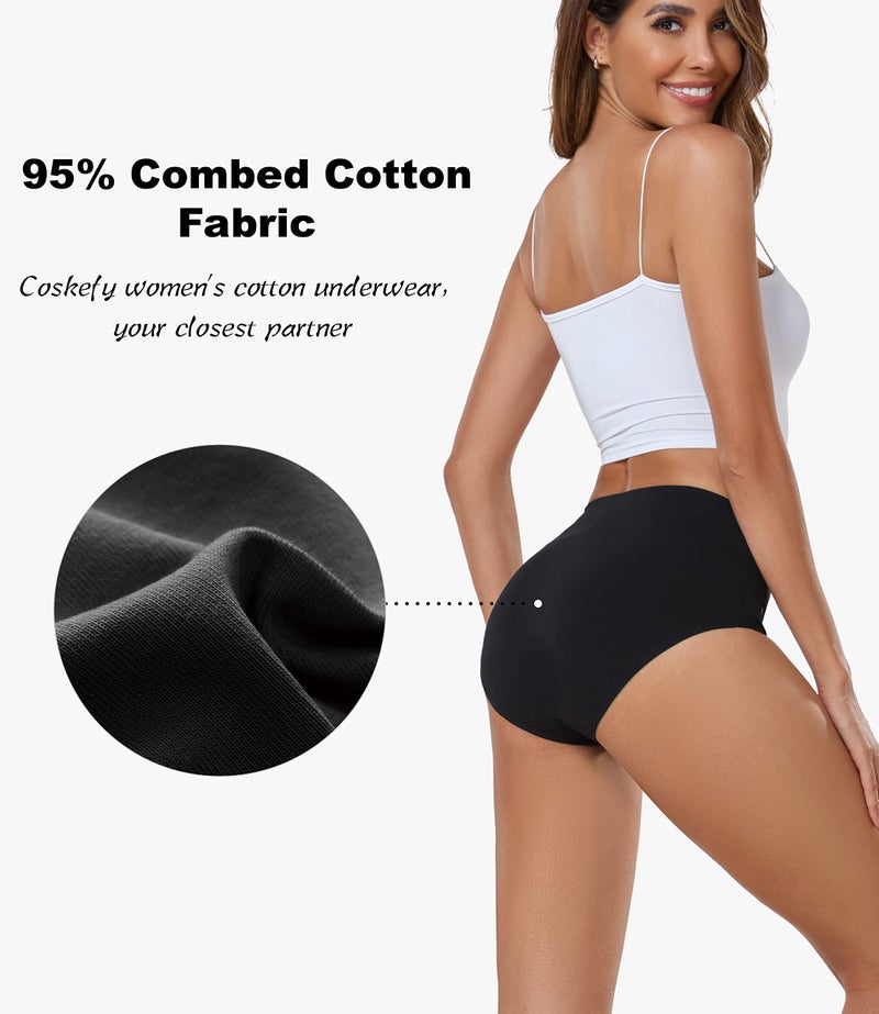 coskefy Women's High Waisted Cotton Underwear Soft Breathable Panties Stretch Briefs Seamless Ladies Panties 5 Pack - Image 4