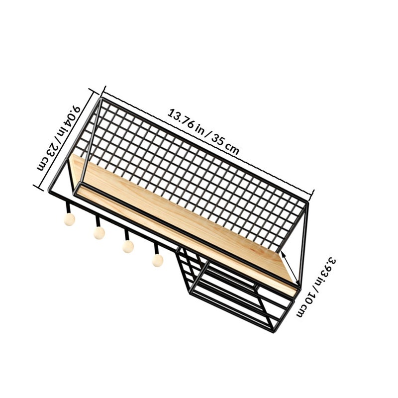 🏠 رف جداري متين بتصميم عائم مع خطاطيف لتنظيم المنزل - Image 2