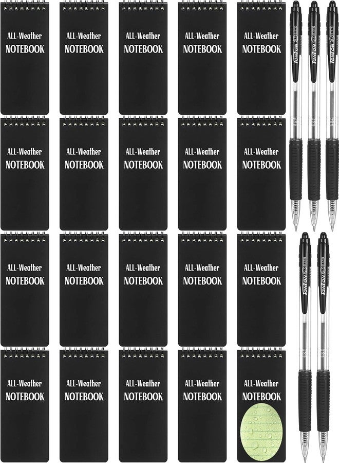 Chinco 20 Pcs All Weather Pocket Notepads,5 x 3 Inch,Black Top Spiral Style - Image 1