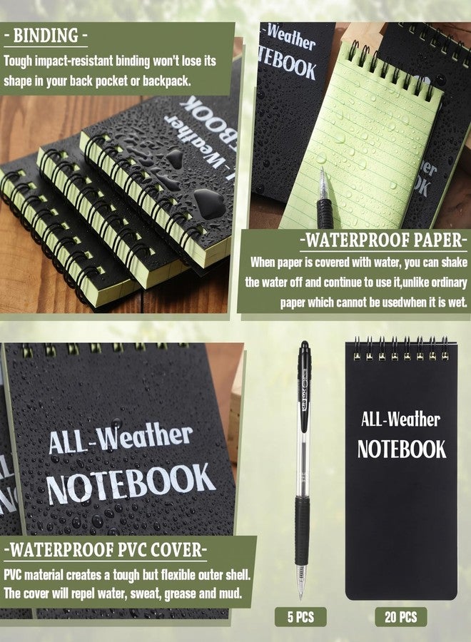 Chinco 20 Pcs All Weather Pocket Notepads,5 x 3 Inch,Black Top Spiral Style - Image 3