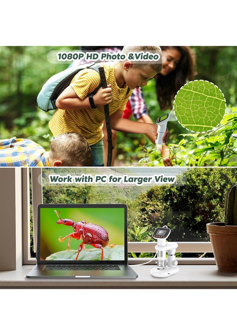 Generic - Kids Microscope Including 32GB SD Card and 12 Dspecimens Handheld Digital Microscope with 2" IPS Screen Take Pictures Videos Download to PC Mac 1000X Pocket Microscope - Image 1