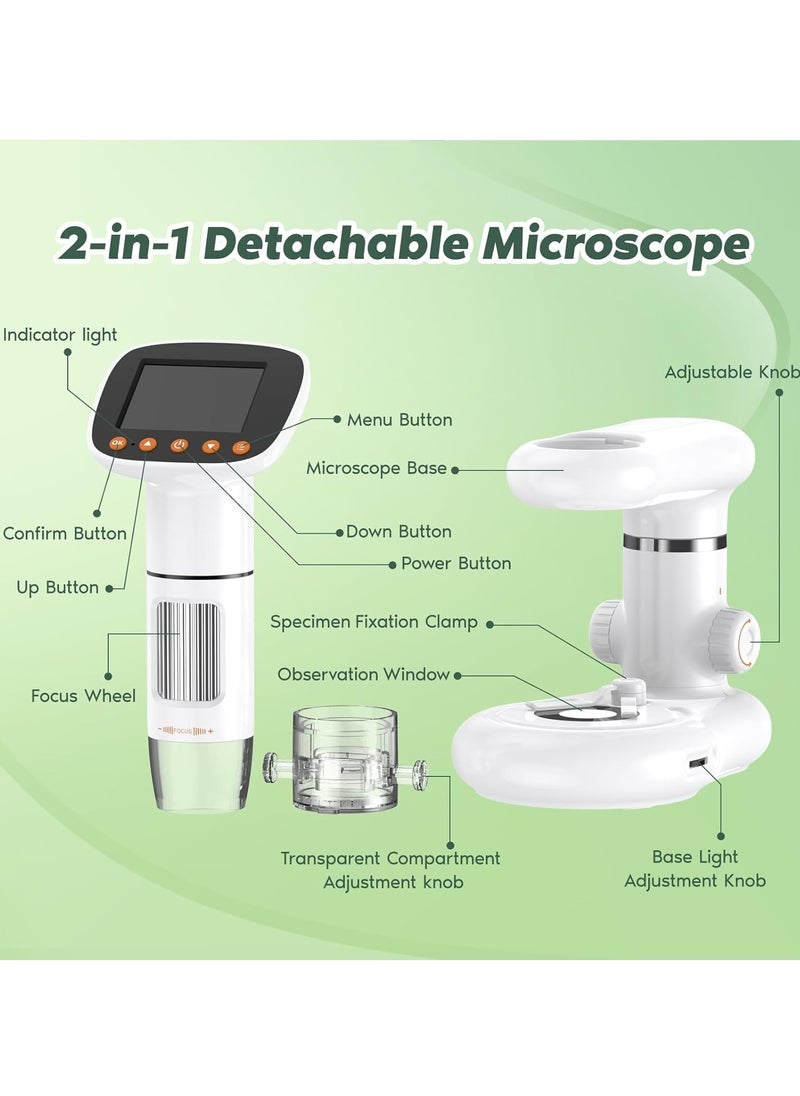 Generic - Kids Microscope Including 32GB SD Card and 12 Dspecimens Handheld Digital Microscope with 2" IPS Screen Take Pictures Videos Download to PC Mac 1000X Pocket Microscope - Image 1